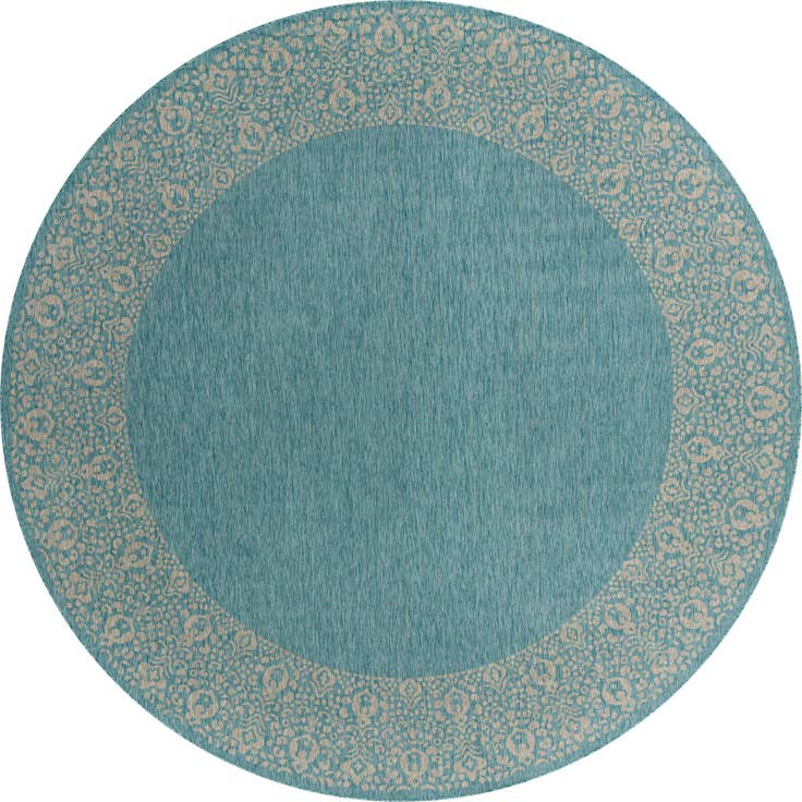 Detail image of 13' x 13' Easy-Clean Border Indoor / Outdoor Round Rug