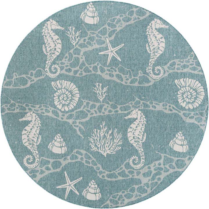 10' x 10' Easy-Clean Coastal Indoor / Outdoor Round Rug