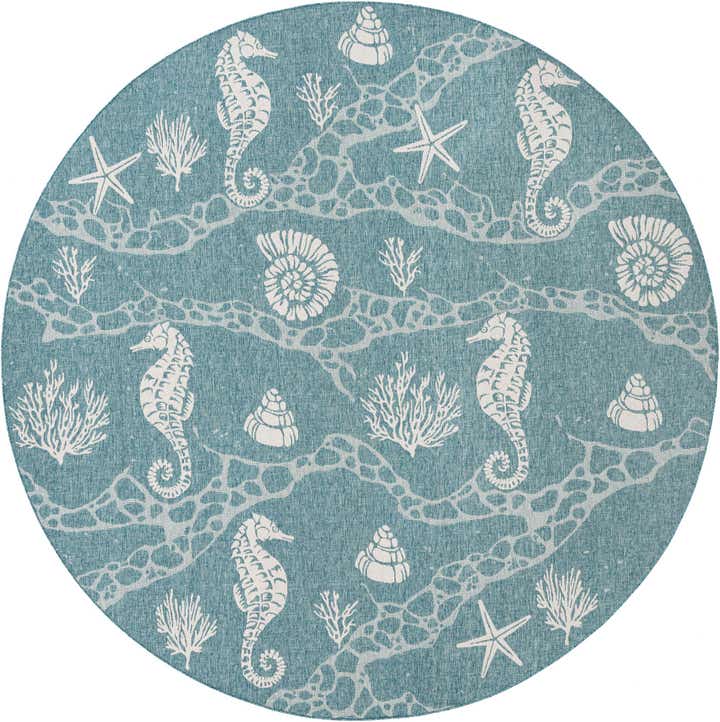 12' x 12' Easy-Clean Coastal Indoor / Outdoor Round Rug