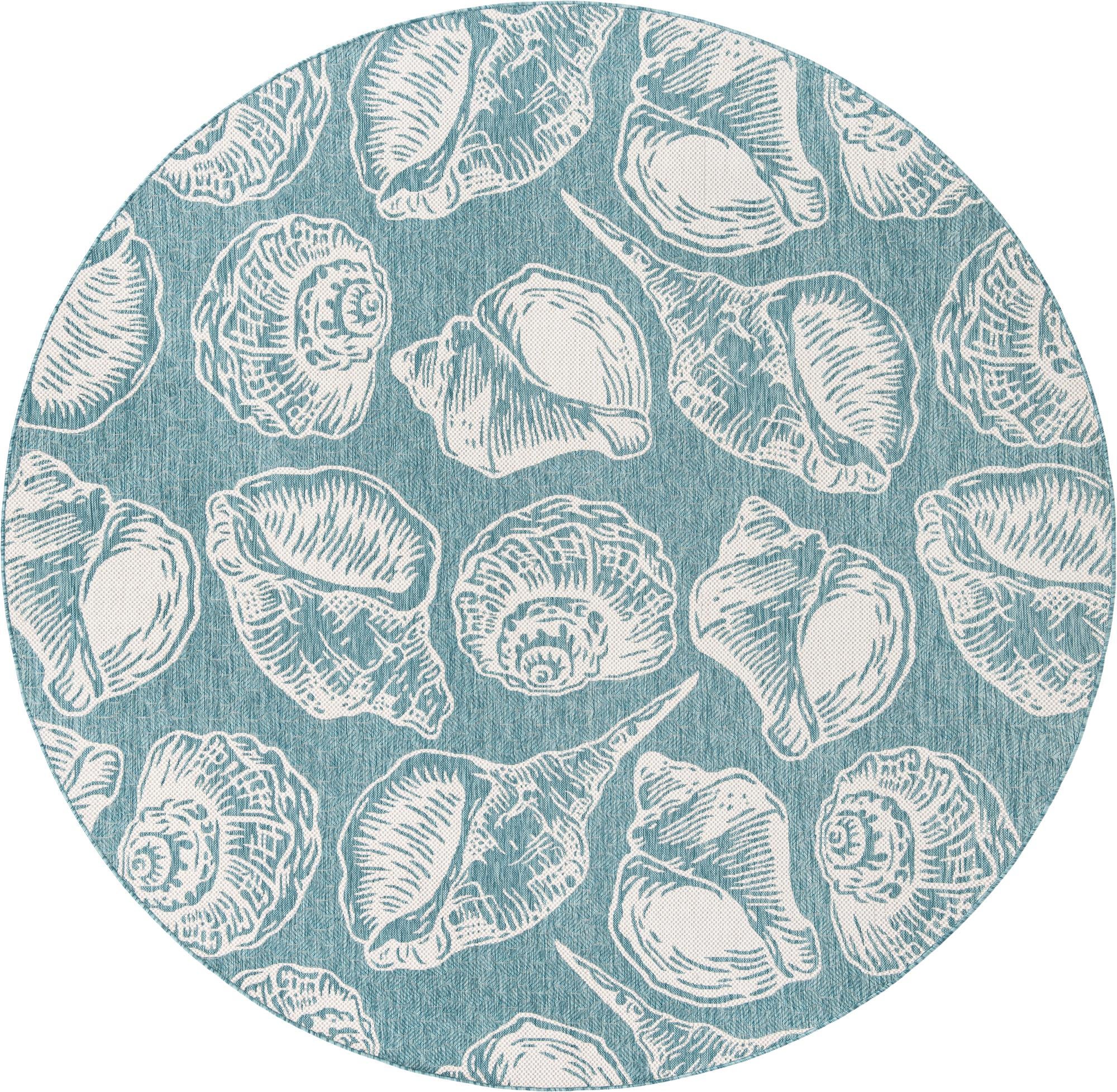 10' x 10' Easy-Clean Coastal Indoor / Outdoor Round Rug