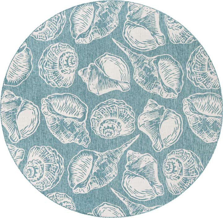 10' x 10' Easy-Clean Coastal Indoor / Outdoor Round Rug