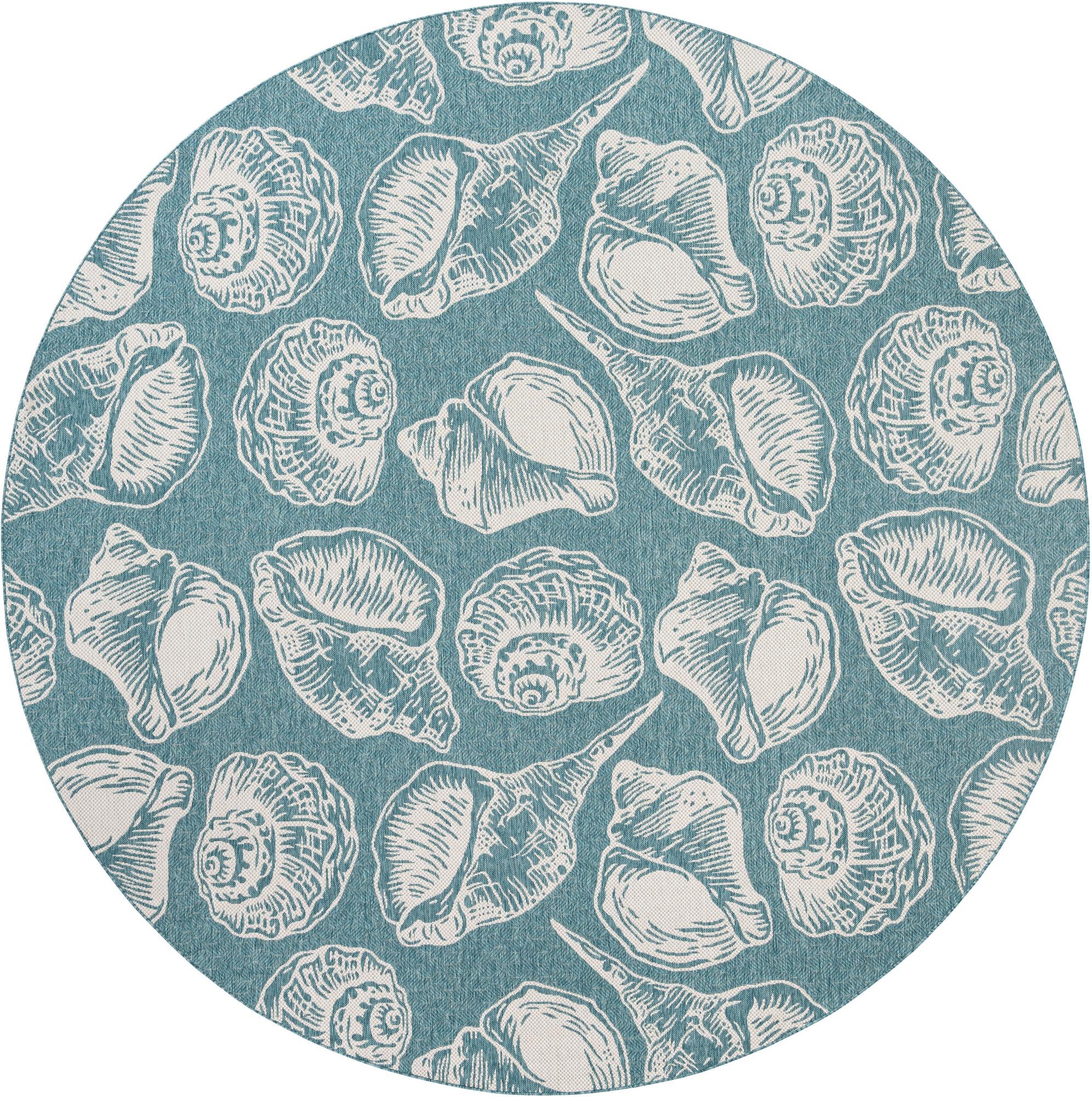 12' x 12' Easy-Clean Coastal Indoor / Outdoor Round Rug