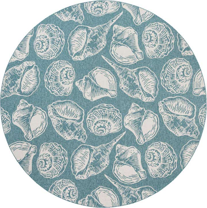 12' x 12' Easy-Clean Coastal Indoor / Outdoor Round Rug