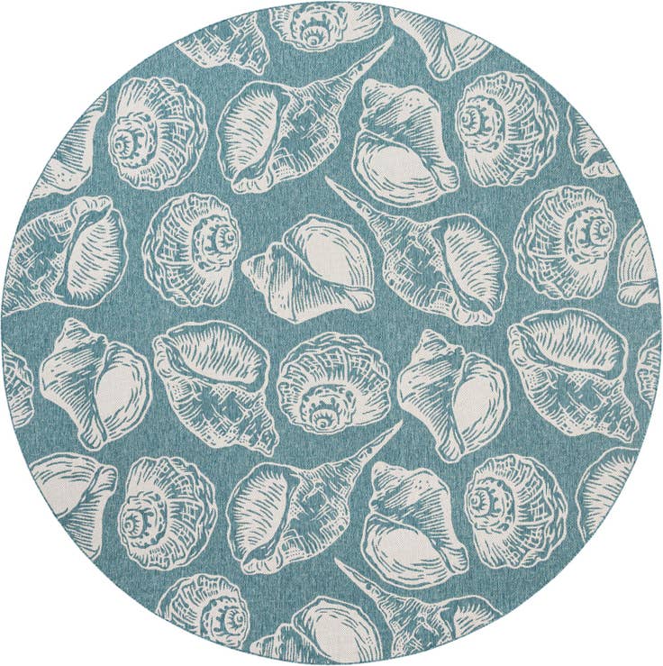 Detail image of 12' x 12' Easy-Clean Coastal Indoor / Outdoor Round Rug
