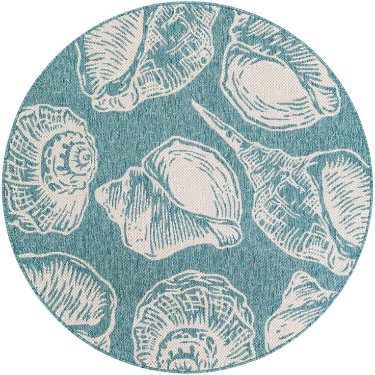 Detail image of 5' 3 x 5' 3 Easy-Clean Coastal Indoor / Outdoor Round Rug