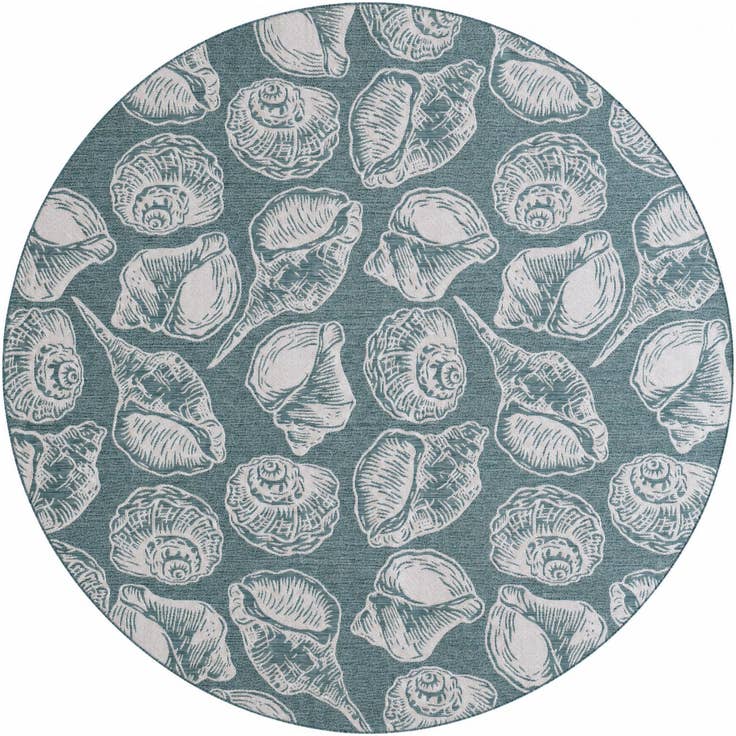 Detail image of 13' x 13' Easy-Clean Coastal Indoor / Outdoor Round Rug