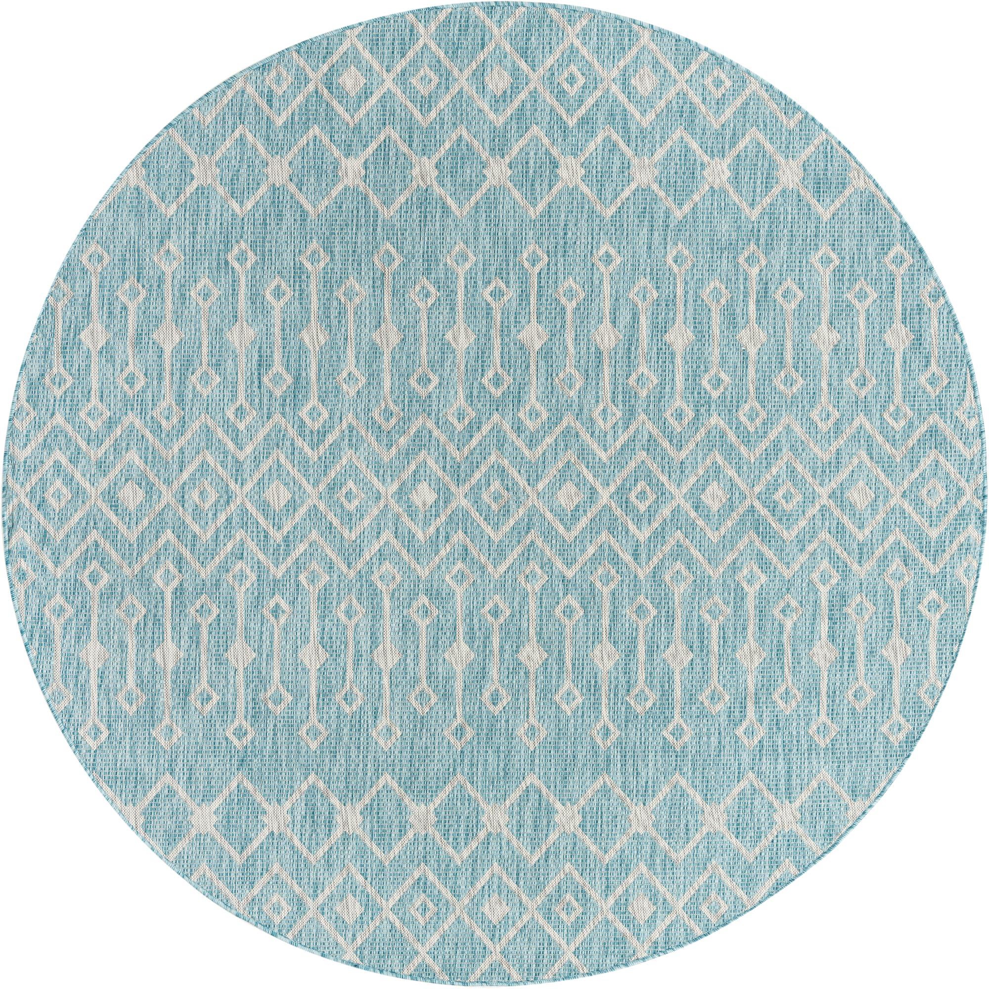 7' 10 x 7' 10 Easy-Clean Lattice Indoor / Outdoor Round Rug