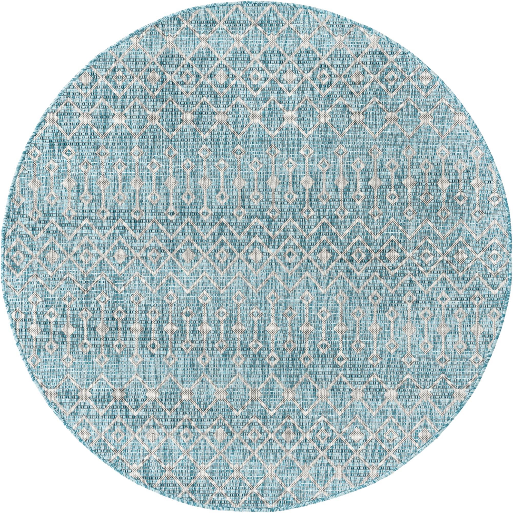 5' 3 x 5' 3 Easy-Clean Lattice Indoor / Outdoor Round Rug