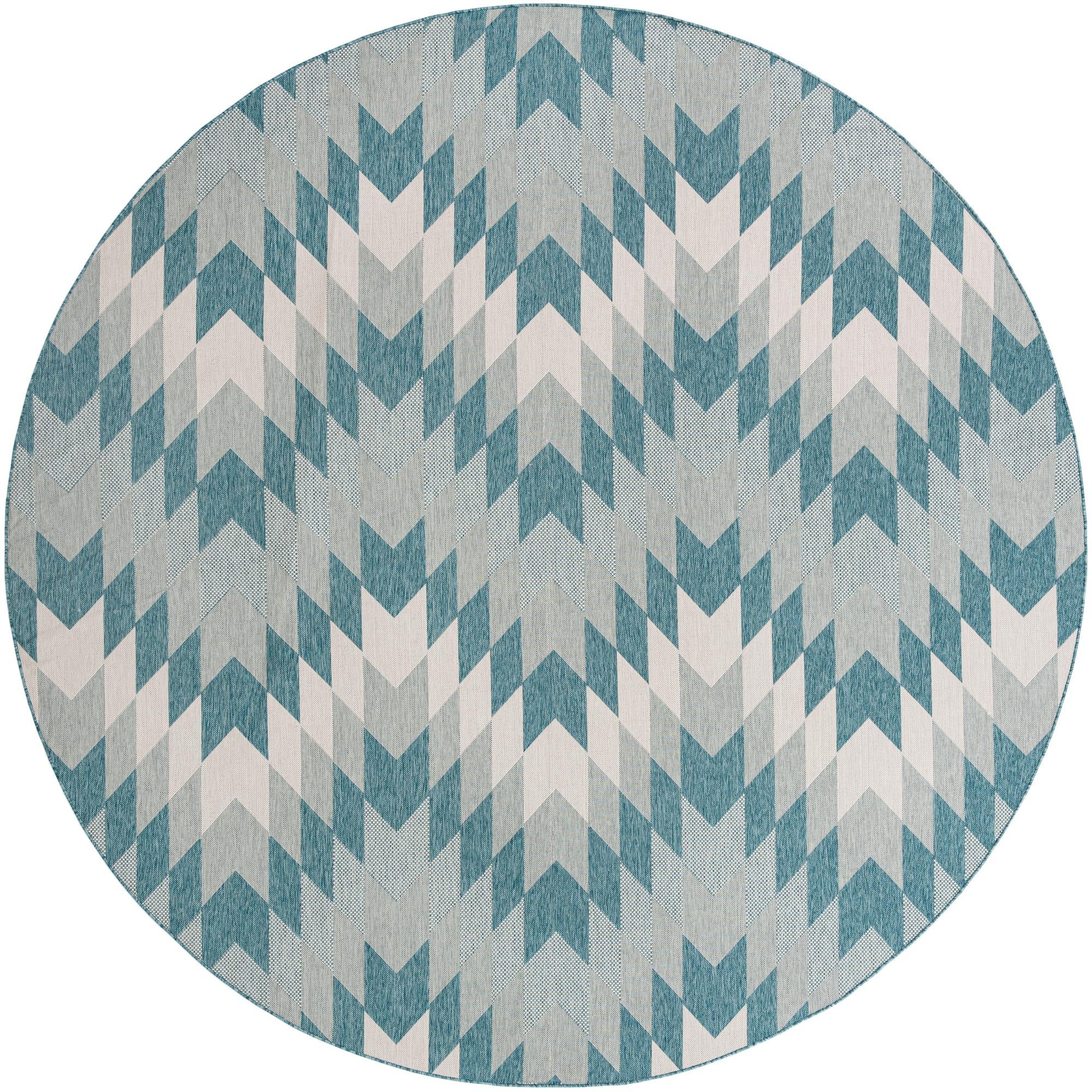12' x 12' Easy-Clean Modern Indoor / Outdoor Round Rug
