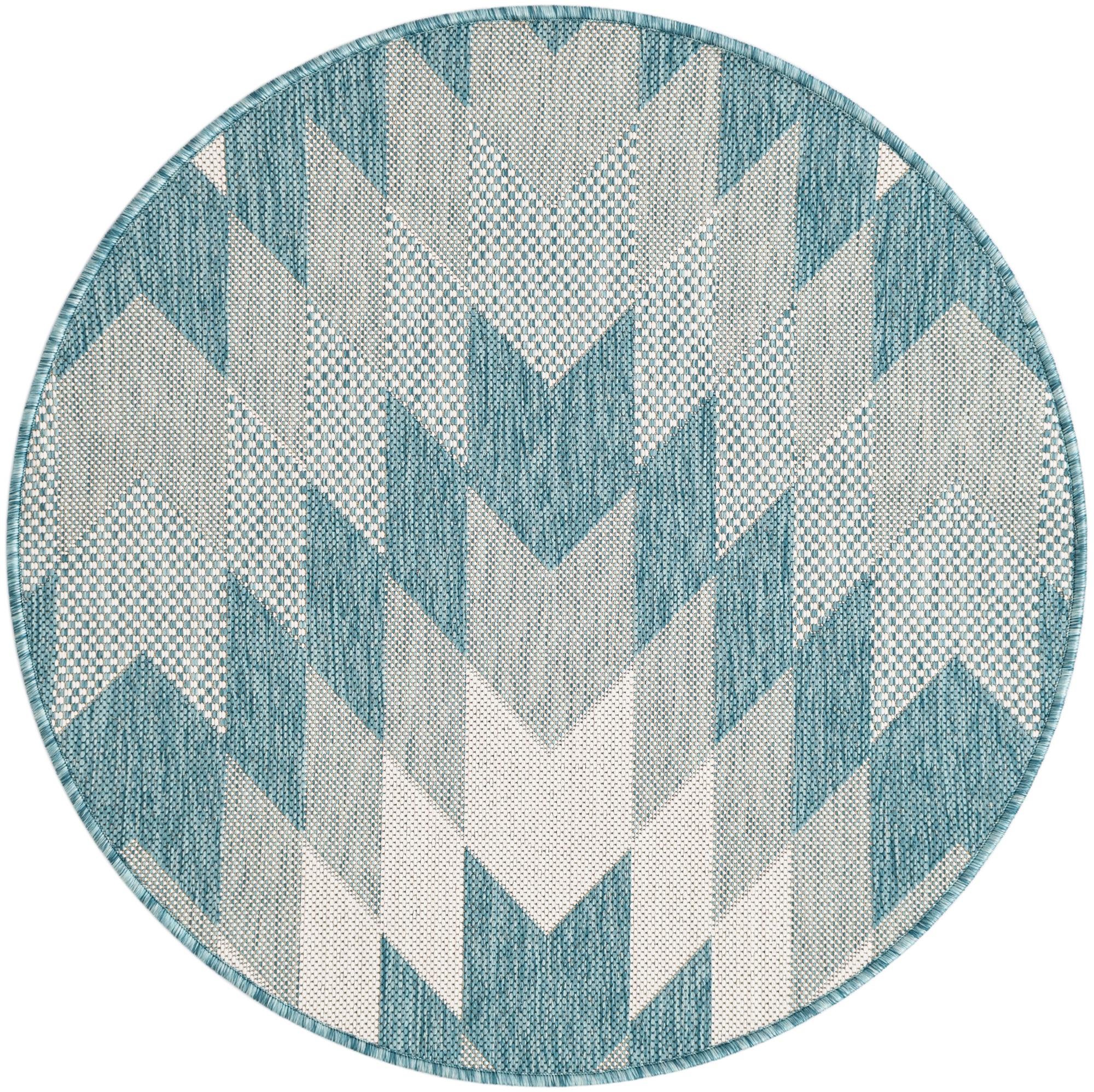 3' x 3' Easy-Clean Modern Indoor / Outdoor Round Rug