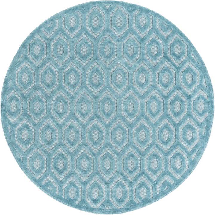 7' x 7' Easy-Clean Trellis Textured Indoor / Outdoor Round Rug