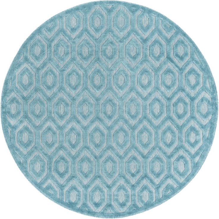 Detail image of 7' x 7' Easy-Clean Trellis Textured Indoor / Outdoor Round Rug