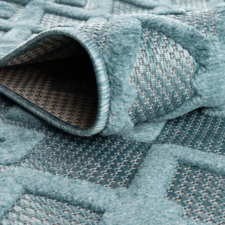 Detail image of 3' x 3' Easy-Clean Trellis Textured Indoor / Outdoor Round Rug