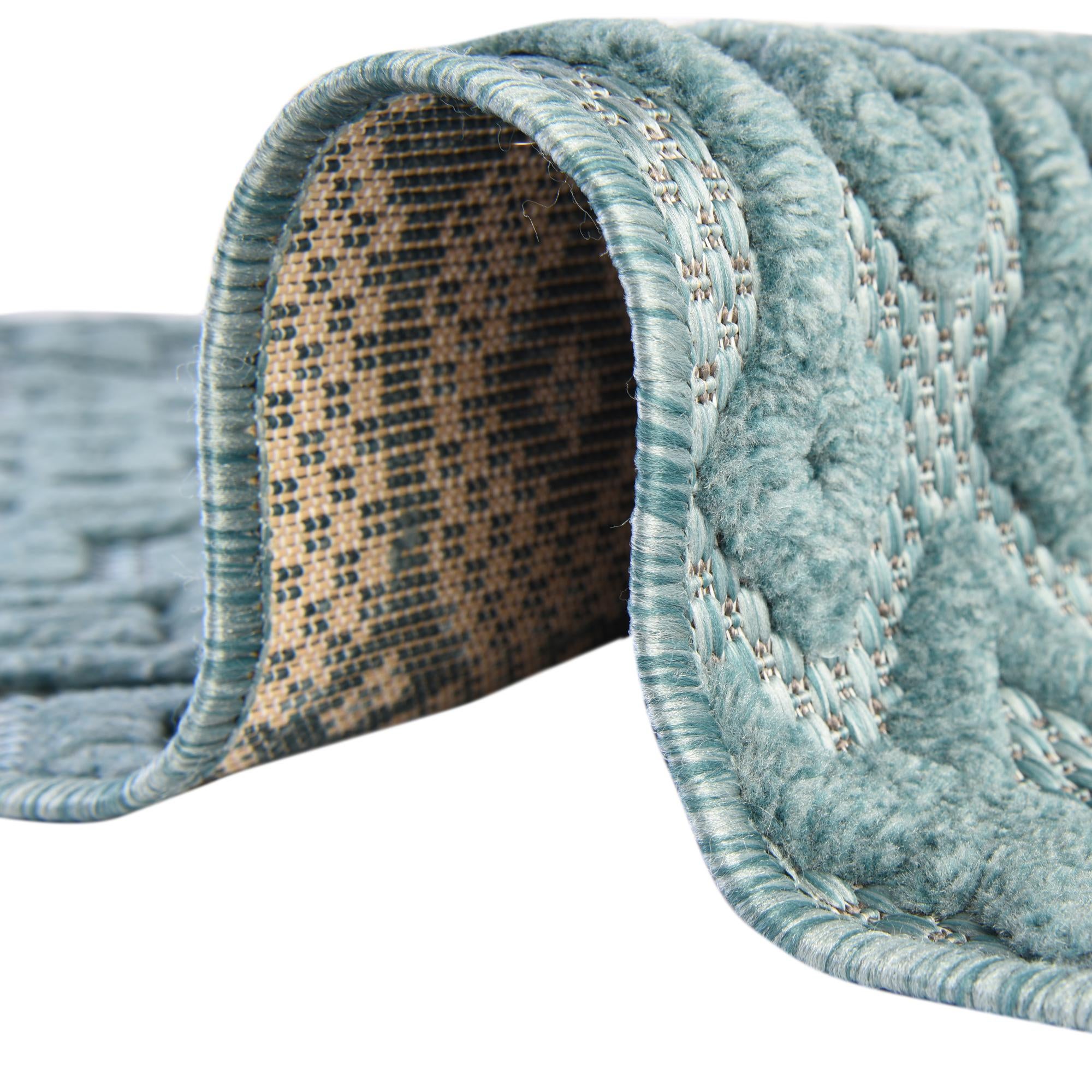 3' x 3' Easy-Clean Trellis Textured Indoor / Outdoor Round Rug