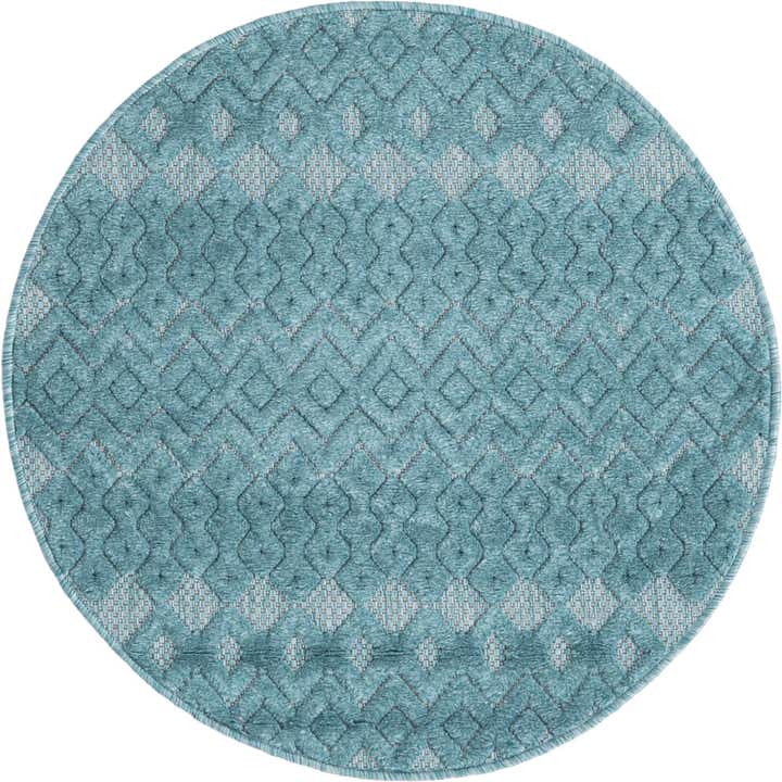 3' x 3' Easy-Clean Trellis Textured Indoor / Outdoor Round Rug
