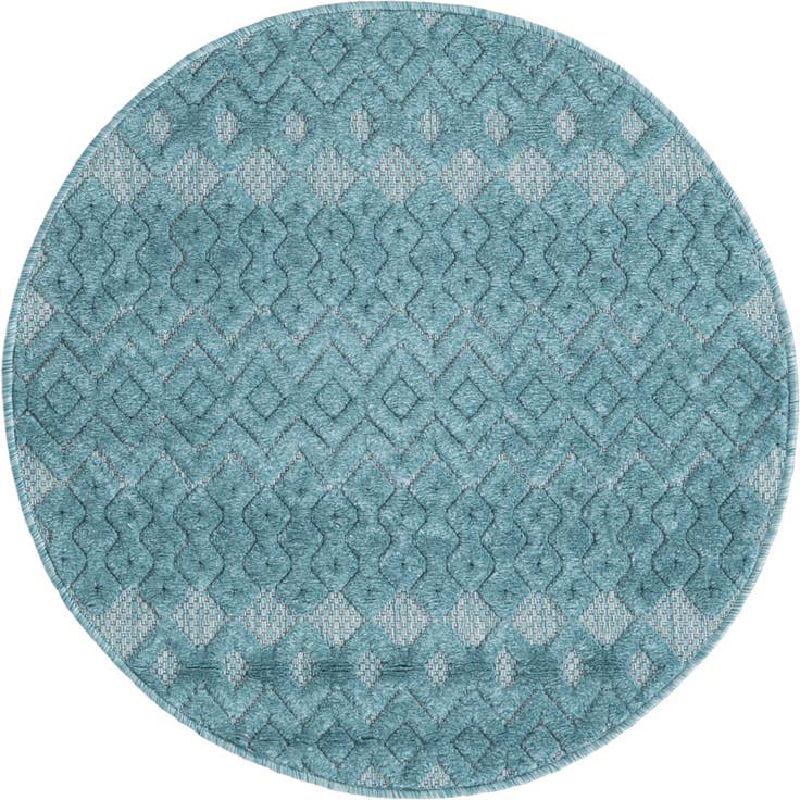 Detail image of 3' x 3' Easy-Clean Trellis Textured Indoor / Outdoor Round Rug