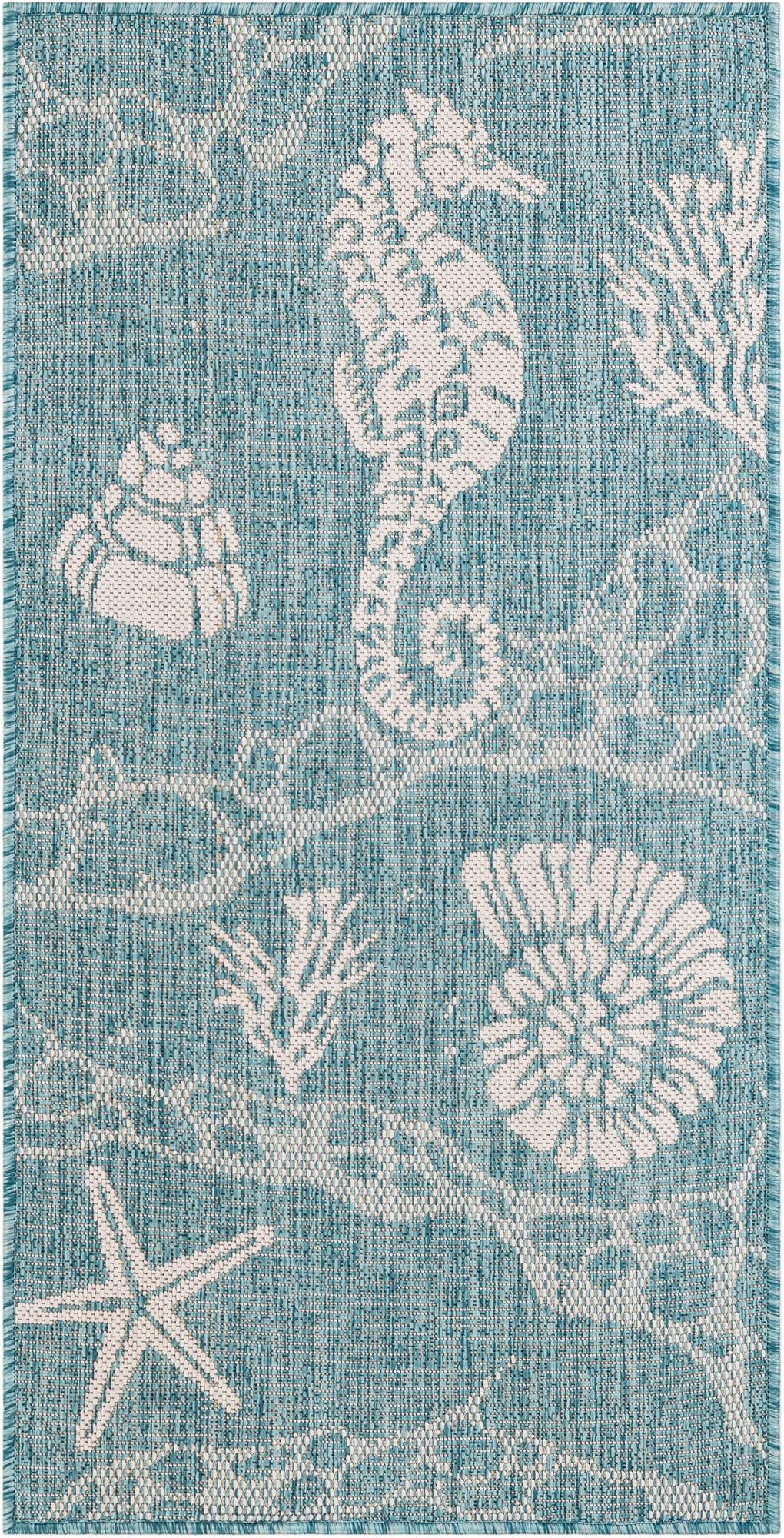 2' x 4' Easy-Clean Coastal Indoor / Outdoor Runner Rug