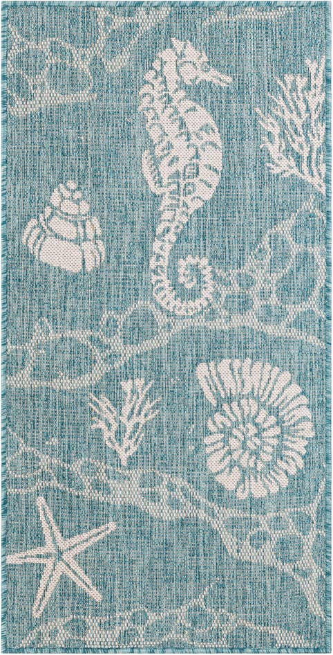 Detail image of 2' x 4' Easy-Clean Coastal Indoor / Outdoor Runner Rug