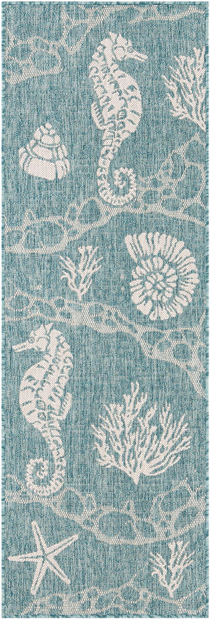2' x 6' Easy-Clean Coastal Indoor / Outdoor Runner Rug