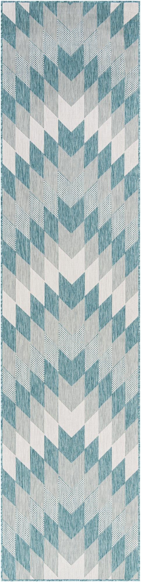 2' 7 x 12' Easy-Clean Modern Indoor / Outdoor Runner Rug