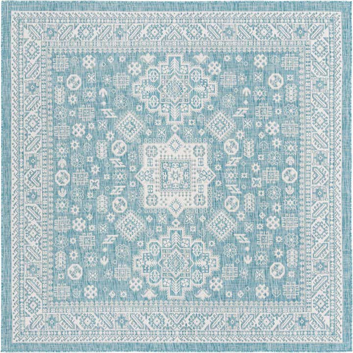 7' 10 x 7' 10 Easy-Clean Aztec Indoor / Outdoor Square Rug