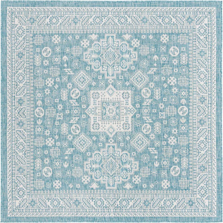 Detail image of 7' 10 x 7' 10 Easy-Clean Aztec Indoor / Outdoor Square Rug
