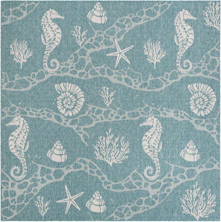 10' x 10' Easy-Clean Coastal Indoor / Outdoor Square Rug