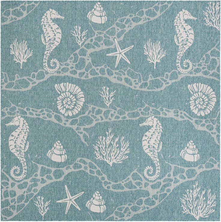 Detail image of 10' x 10' Easy-Clean Coastal Indoor / Outdoor Square Rug