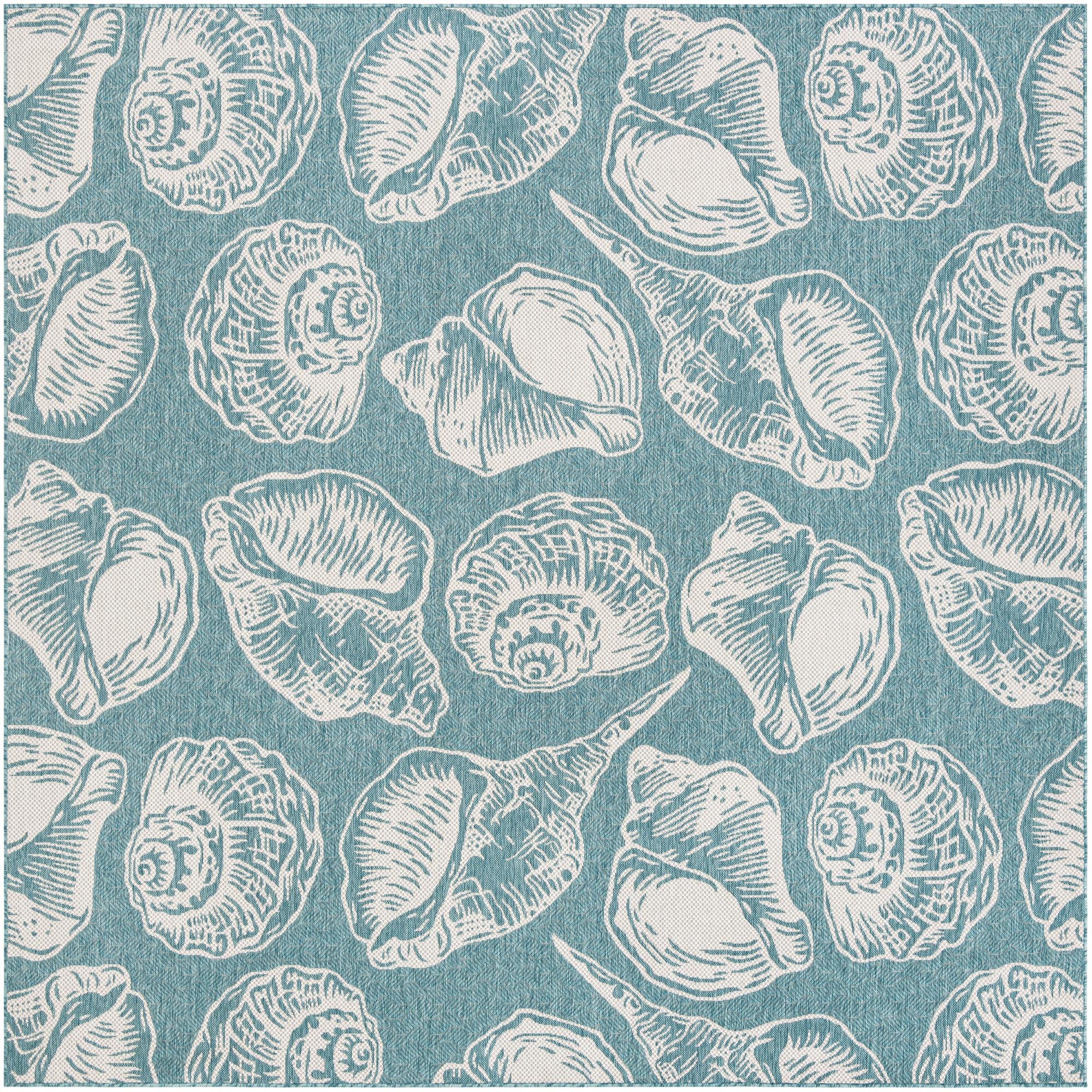 10' x 10' Easy-Clean Coastal Indoor / Outdoor Square Rug