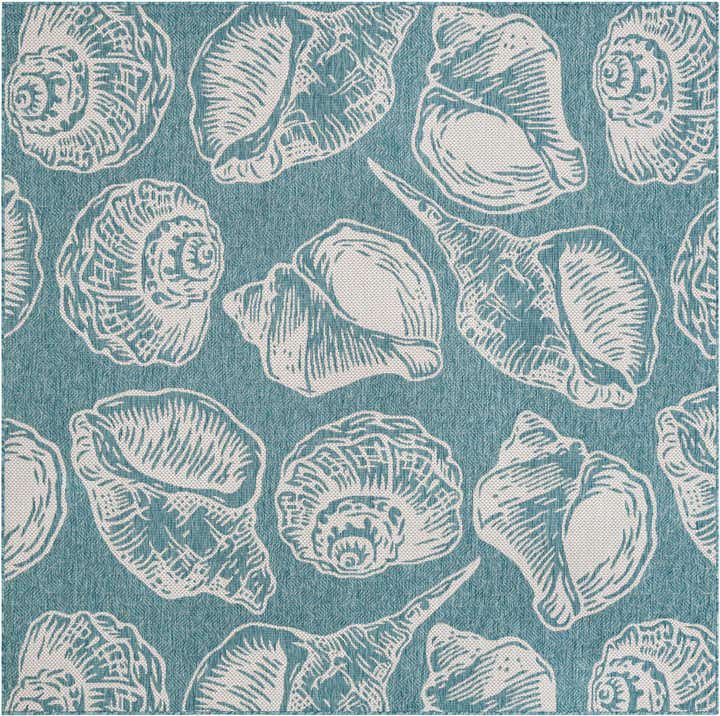 7' 10 x 7' 10 Easy-Clean Coastal Indoor / Outdoor Square Rug