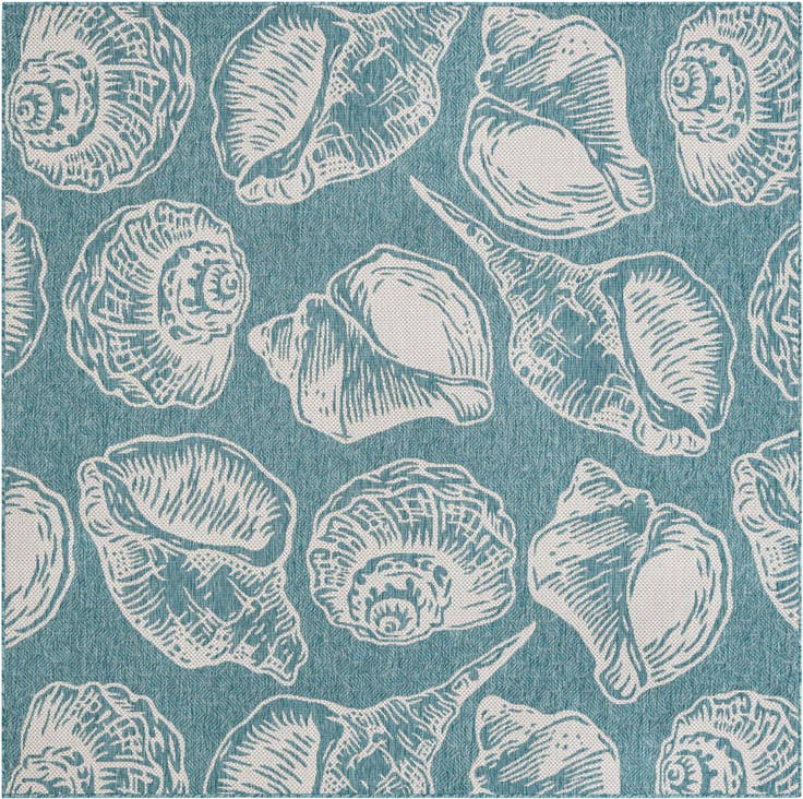 Detail image of 7' 10 x 7' 10 Easy-Clean Coastal Indoor / Outdoor Square Rug