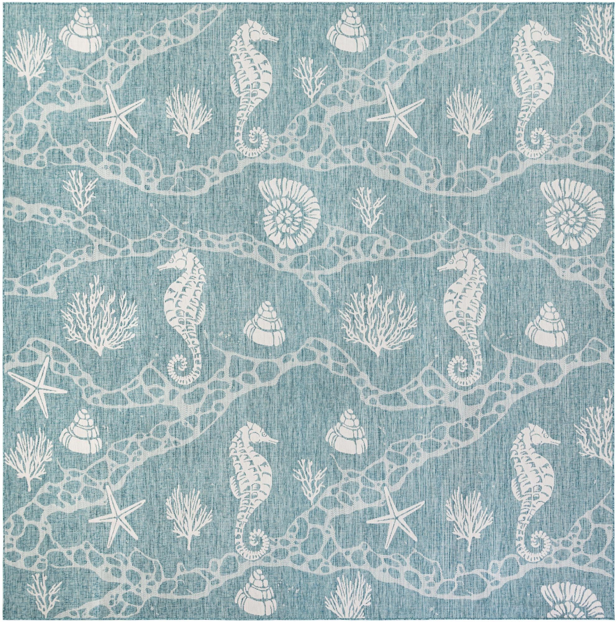 13' x 13' Easy-Clean Coastal Indoor / Outdoor Square Rug