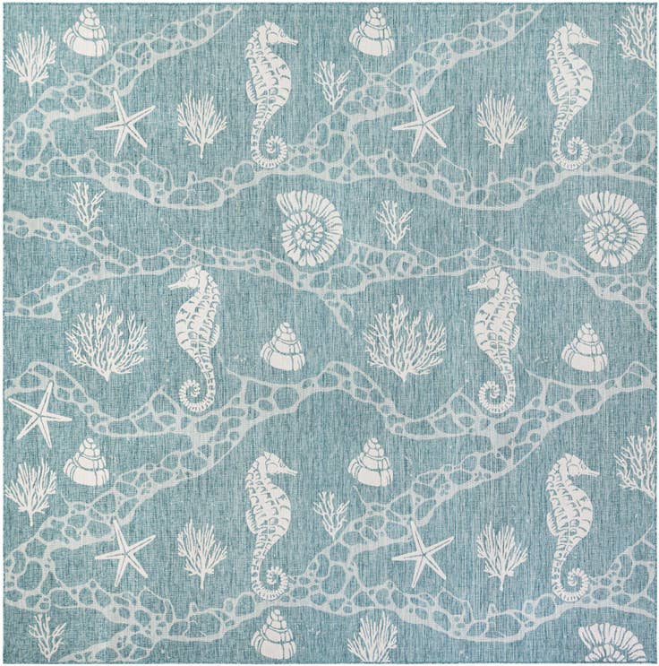 Detail image of 13' x 13' Easy-Clean Coastal Indoor / Outdoor Square Rug