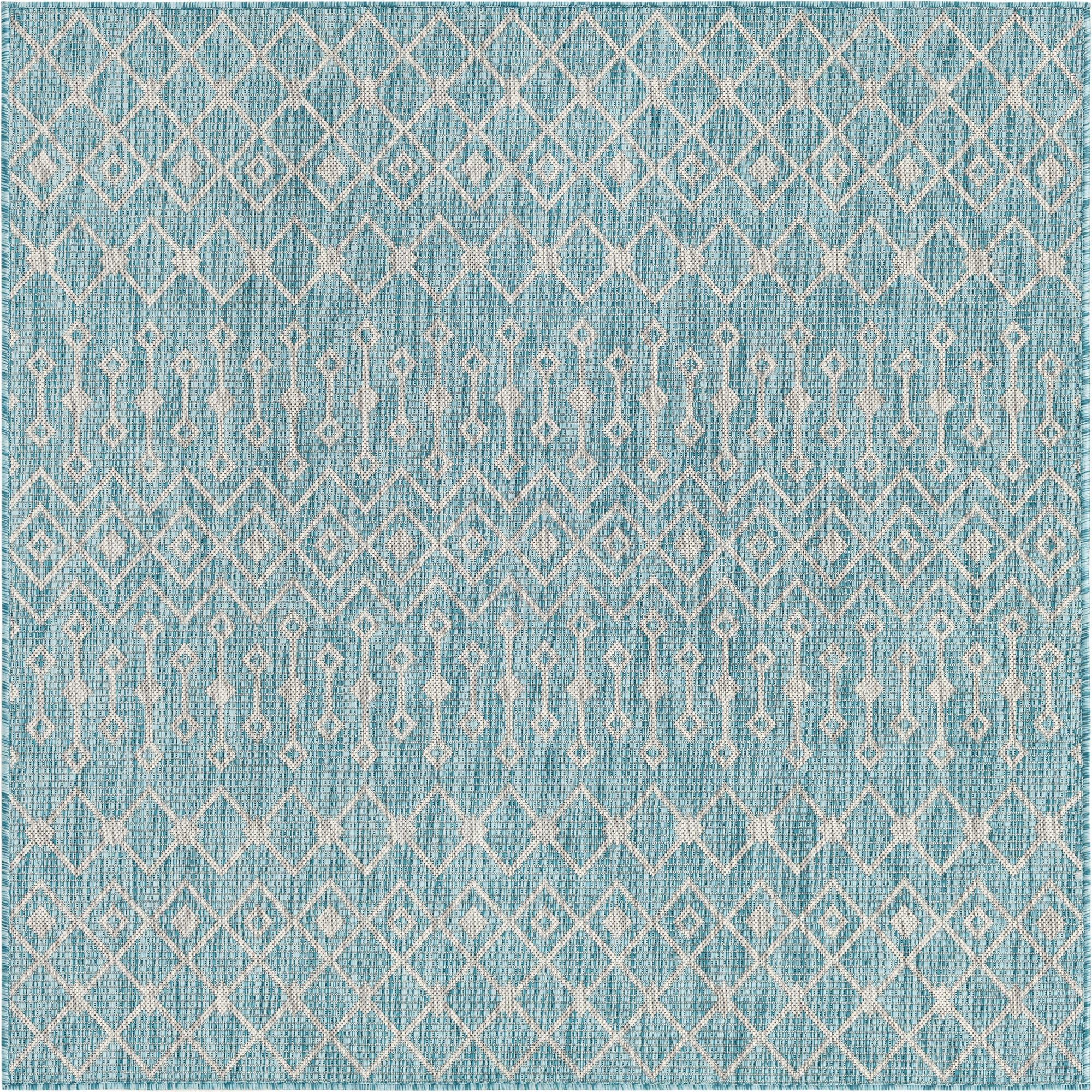 5' 3 x 5' 3 Easy-Clean Lattice Indoor / Outdoor Square Rug