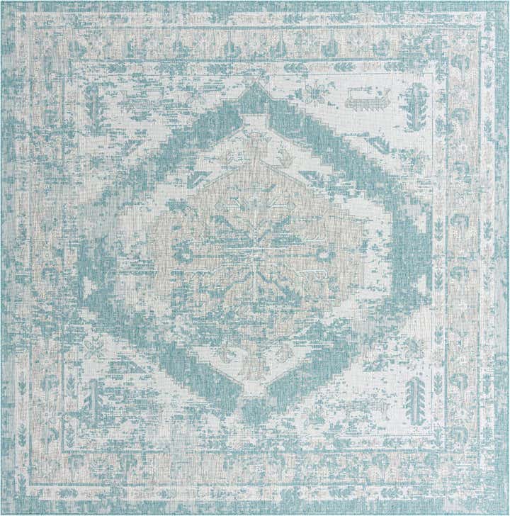 10' x 10' Easy-Clean Traditional Indoor / Outdoor Square Rug