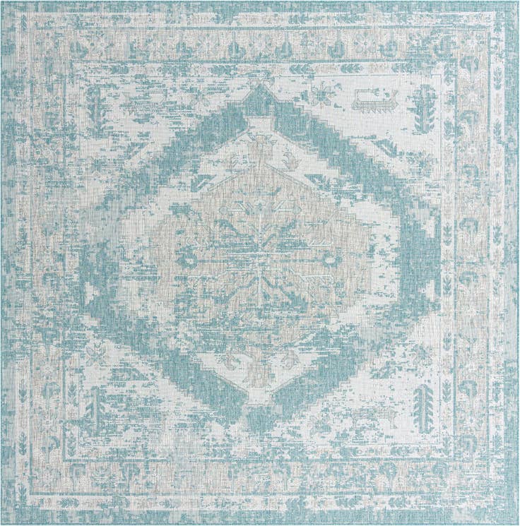 Detail image of 10' x 10' Easy-Clean Traditional Indoor / Outdoor Square Rug