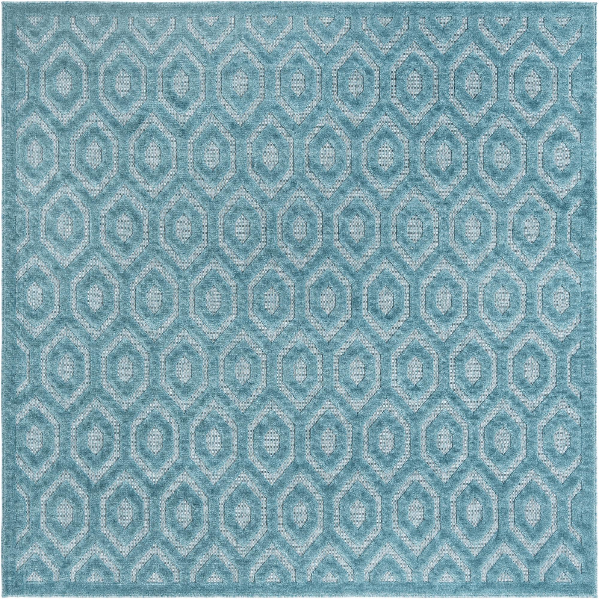 7' 10 x 7' 10 Easy-Clean Trellis Textured Indoor / Outdoor Square Rug