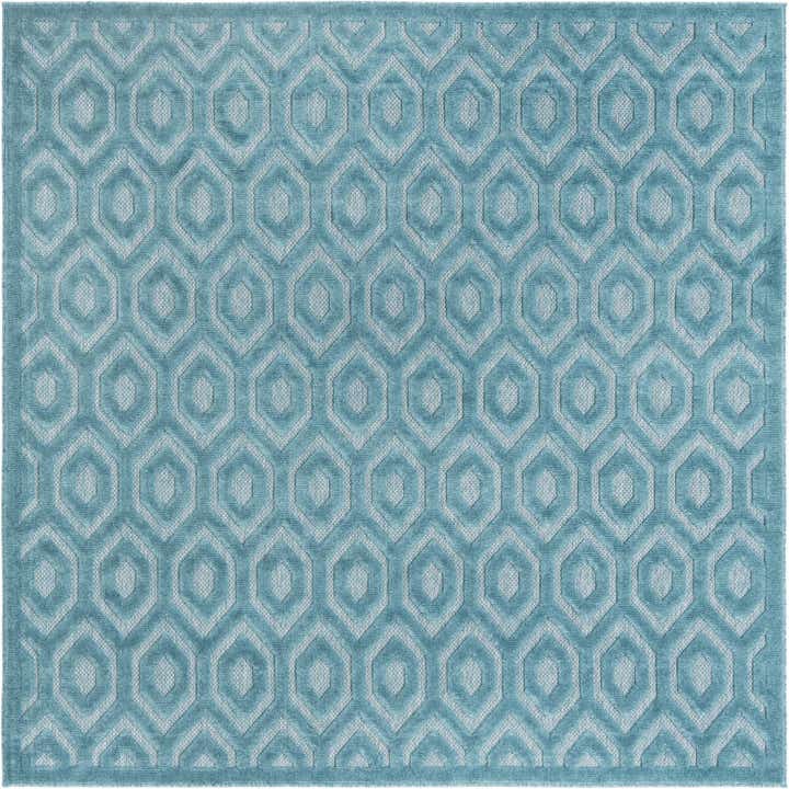 7' 10 x 7' 10 Easy-Clean Trellis Textured Indoor / Outdoor Square Rug