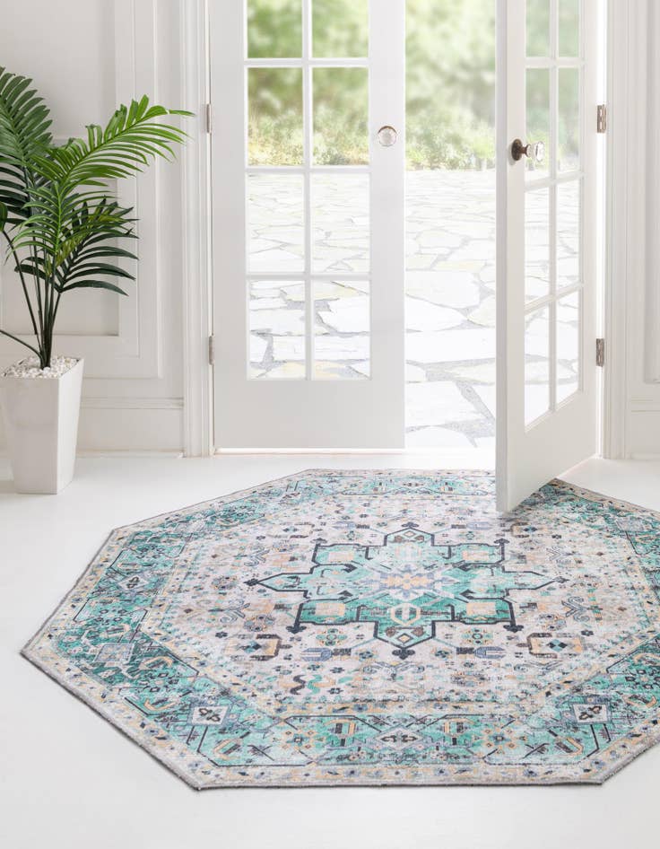 Detail image of 7' 10 x 7' 10  Washable Yara Octagon Rug