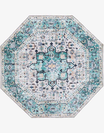 Aqua Green Washable Yara Octagon Rug