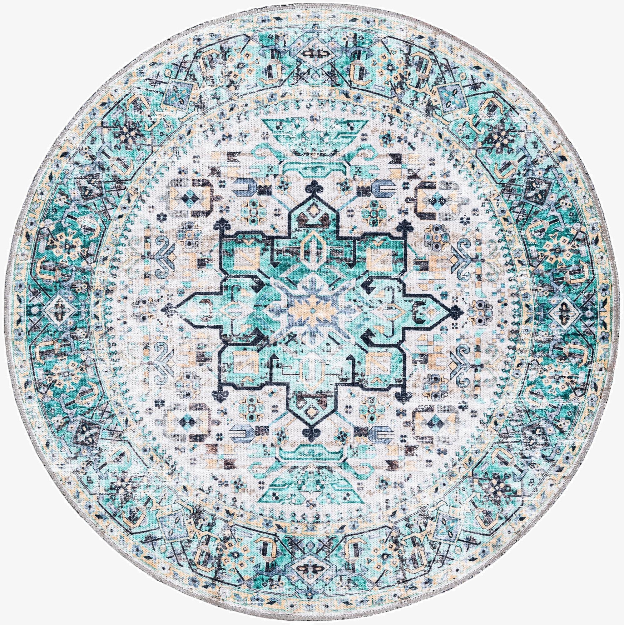 Primary image 4' x 4'  Washable Yara Round Rug