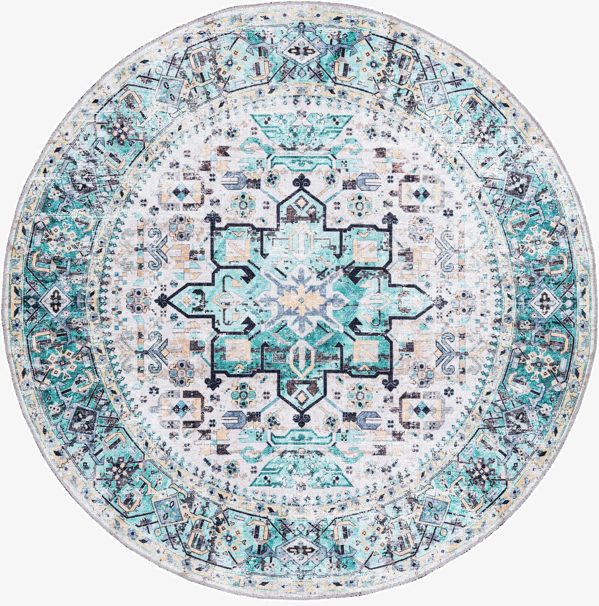 183cm x 183cm  Washable Yara Round Rug