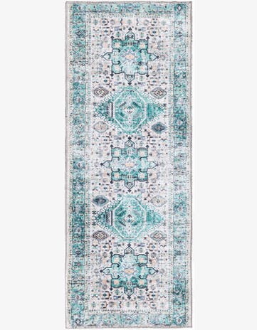 Aqua Green Washable Yara Runner Rug