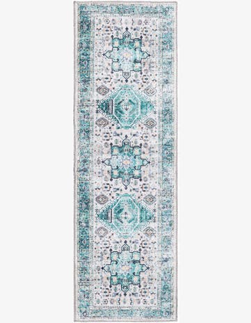 Aqua Green Washable Yara Runner Rug