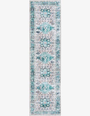 Aqua Green Washable Yara Runner Rug