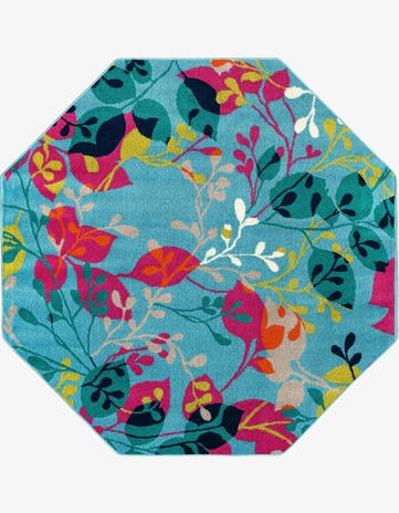 Aqua Azalea Octagon Rug