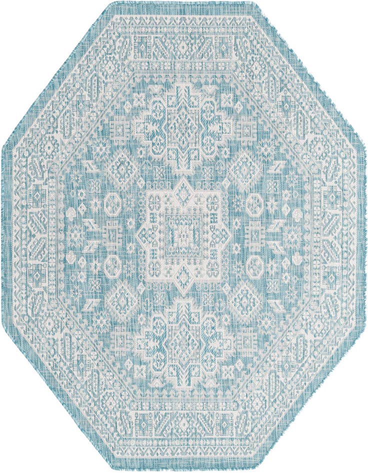 Detail image of 5' 3 x 5' 3 Easy-Clean Aztec Indoor / Outdoor Octagon Rug
