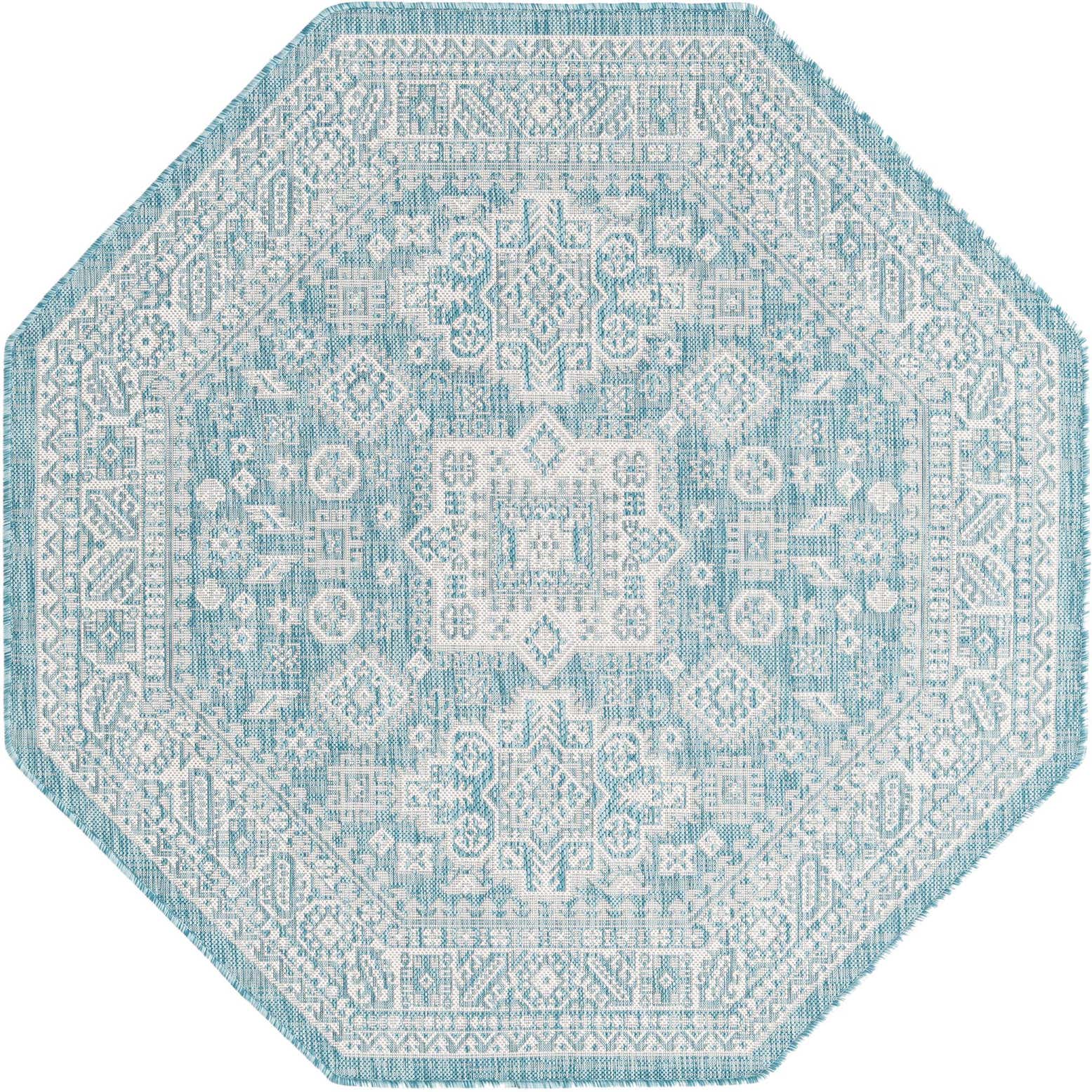 5' 3 x 5' 3 Easy-Clean Aztec Indoor / Outdoor Octagon Rug