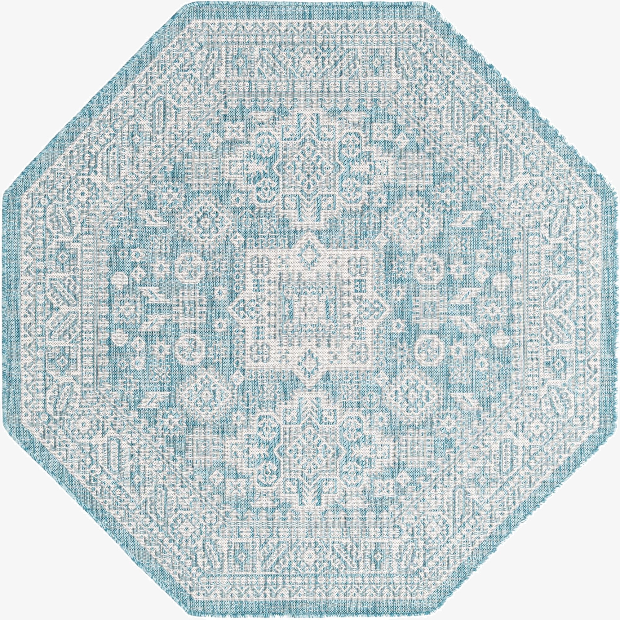 Primary image  5' 3 x 5' 3  Washable Aztec Indoor / Outdoor Octagon Rug