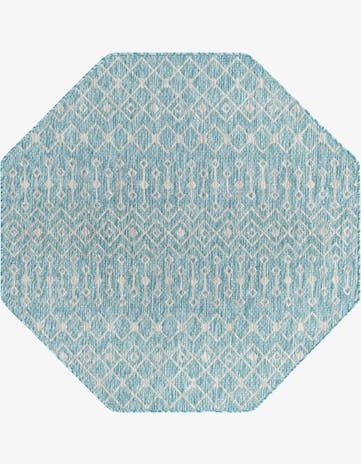 Aqua Easy-Clean Lattice Indoor / Outdoor Octagon Rug